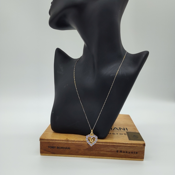 DIOR Gold Heart Logo Pendant Lavender Crystal Galliano Era Y2K Vintage - Picture 5 of 5